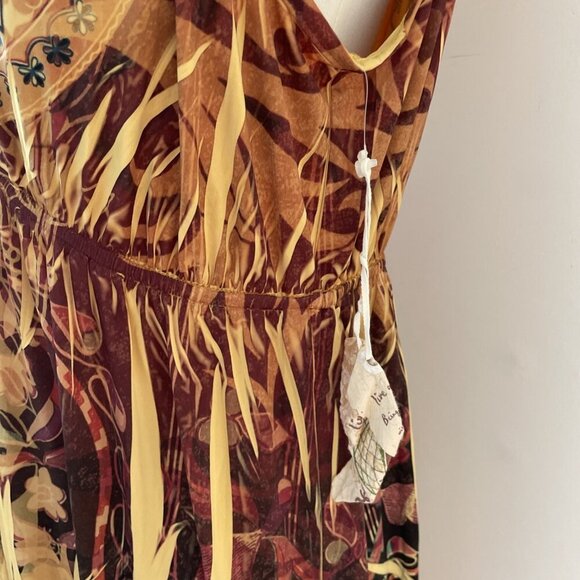 Vintage Y2K One World Baby Doll Dress Women's Large Yellow Abstract Fairy NWT - Picture 4 of 13